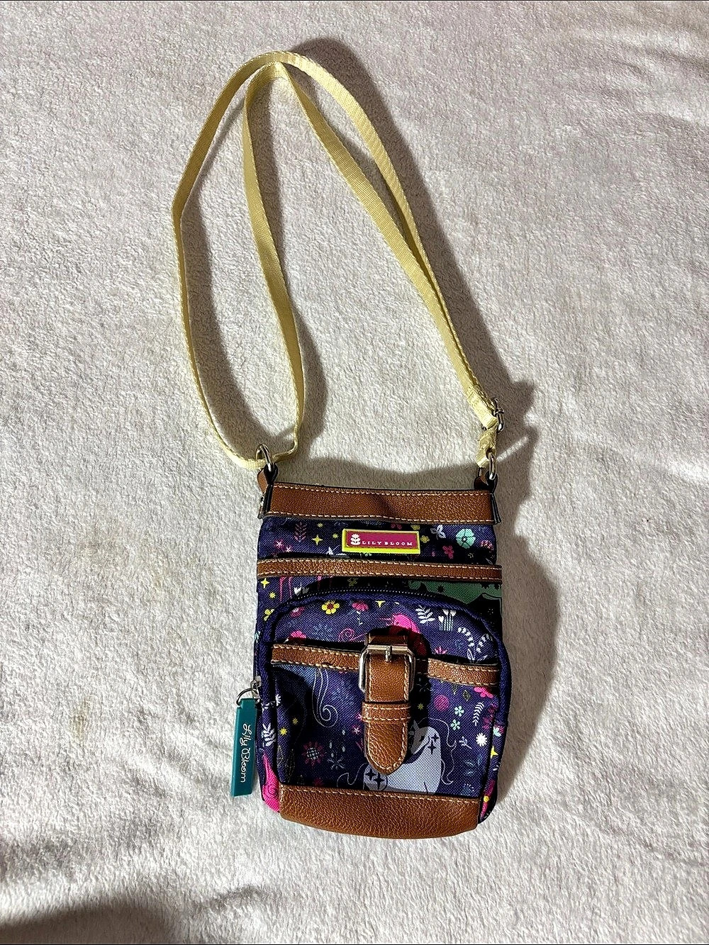The Sak Floral Crossbody Bag in Purple & Brown Like New